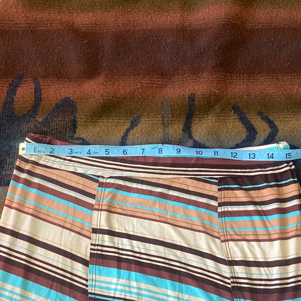 Y2K Striped Midi Skirt in Brown and Blue - Picture 2 of 5